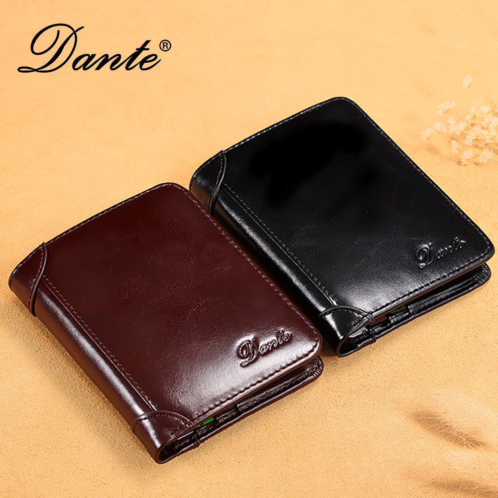 Men's Retro Anti-Theft Trifold Genuine Leather Wallet