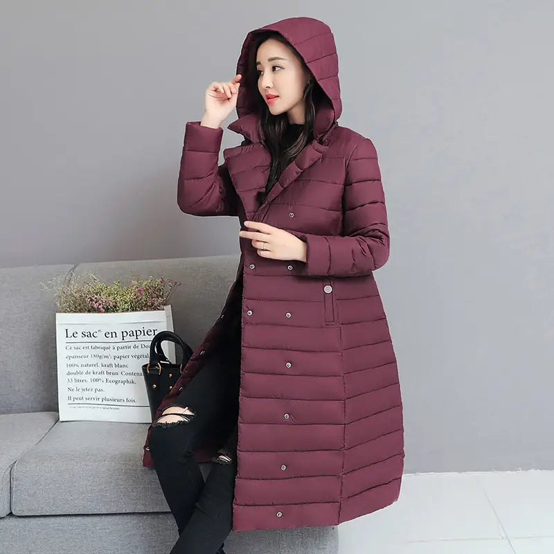 Mid-Length Women’s Hooded Padded Down Coat