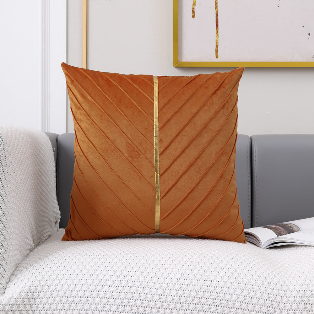 Decorative Gold Leather Throw Pillow Covers 18x18 (Set of 2)