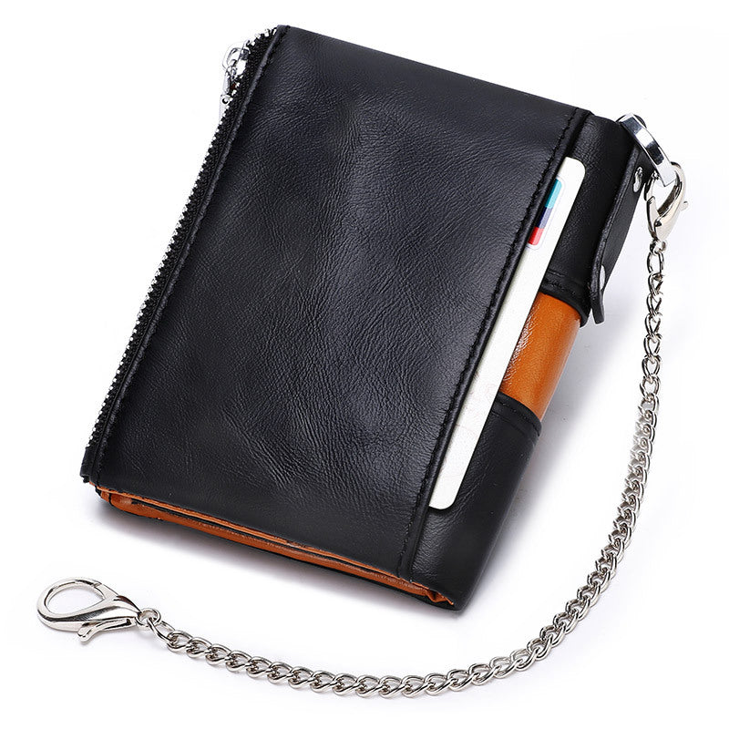 Men's Retro Leather Wallet with RFID Protection and Coin Purse