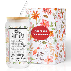 VOOMIKON Mothers Day Gifts for Mom from Daughter Son Gifts for Mom Mama Wife Personalized Birthday Gifts for Mom Women Presents - 16 oz Glass Cup