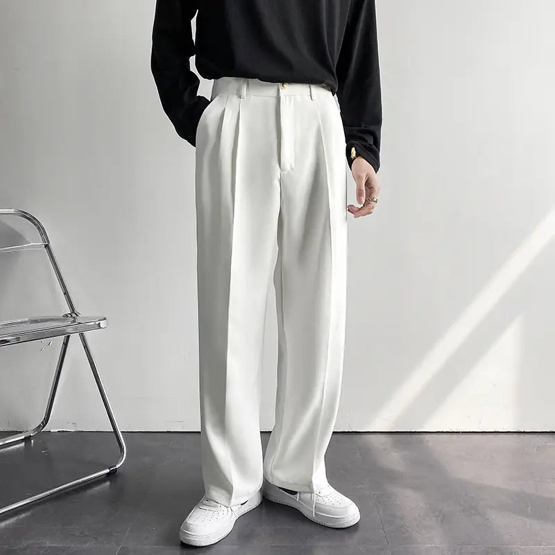 Men’s Wide-Leg Loose Straight-Leg Trousers for Spring/Summer