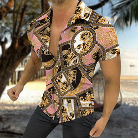 Men's Casual Summer Hawaiian Print Short Sleeve Shirt