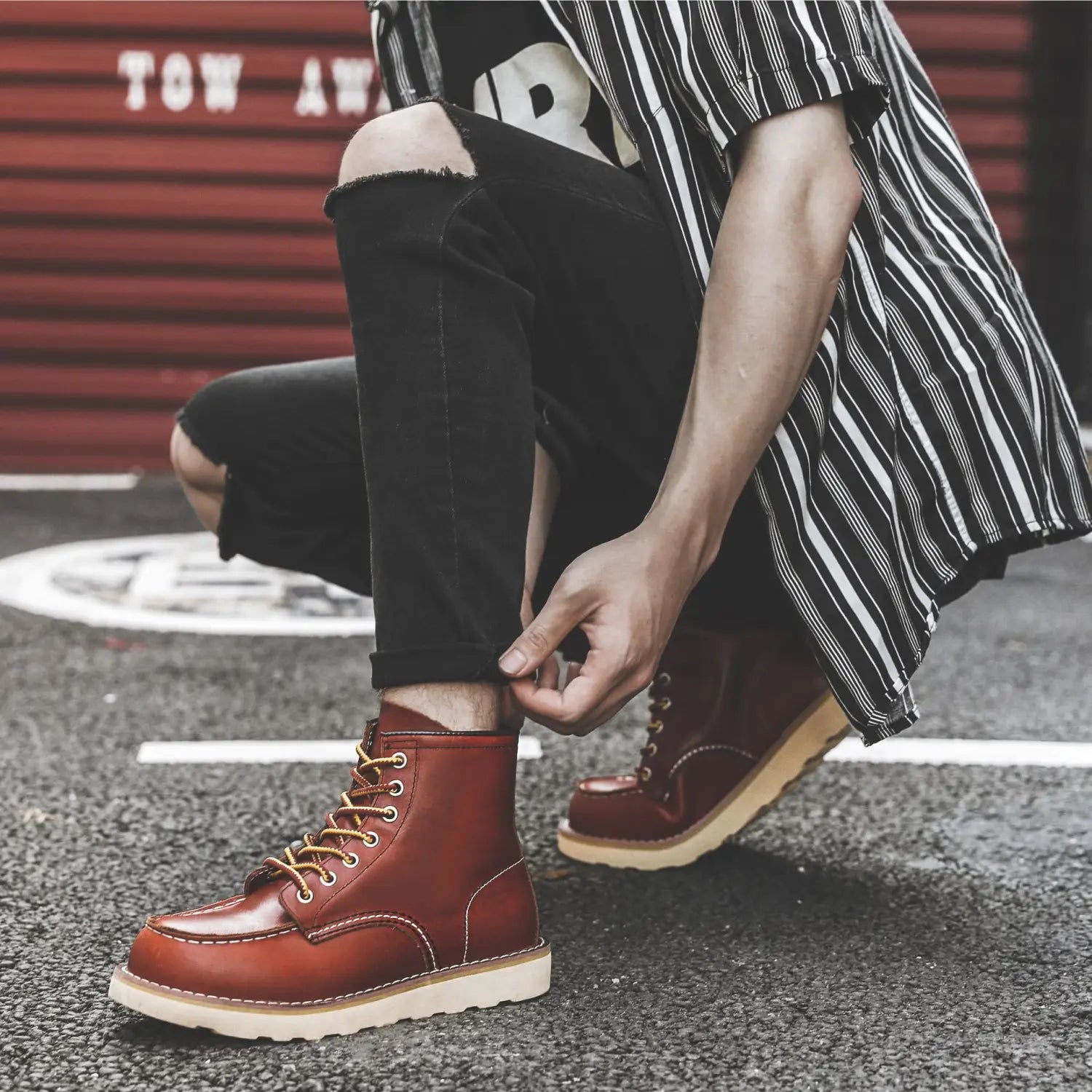 Men’s Retro Slip-On Flat Martin Workwear Boots