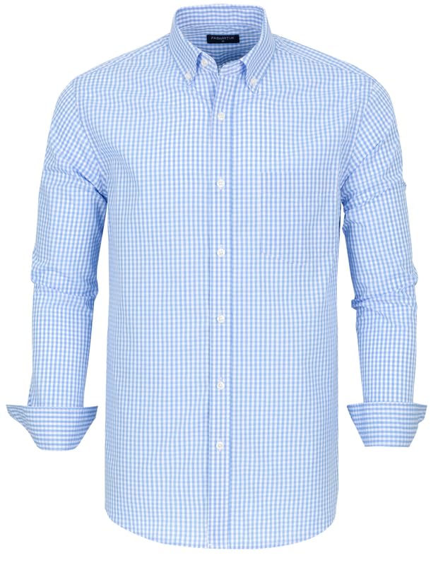 Mens Button Down Shirts Plaid Long Sleeve Dress Shirts Regular-Fit Casual Shirt(PK4273XL)