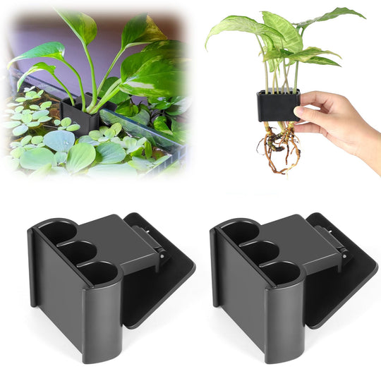 2 Pk Upgraded Aquarium Plant Holder Hanging Aquarium Plant Holder with Clip Suitable for Fish Tank Plant Potting Aquarium Decoration