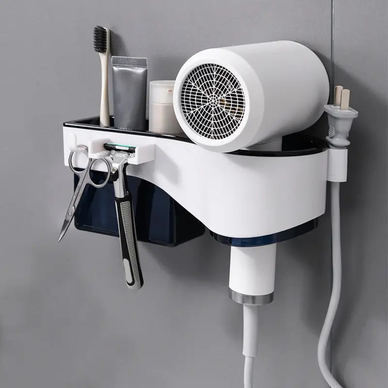 Multifunctional Wall-Mounted Hair Dryer Storage Rack