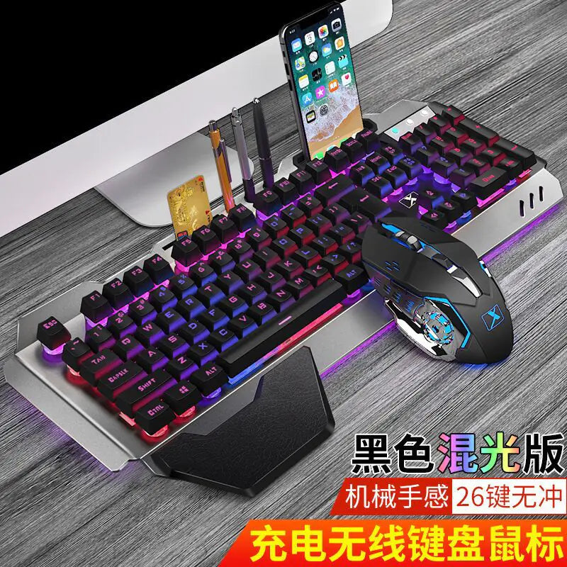 Xinmeng K680 wireless keyboard and mouse set Black Rainbow Mixed Light compact ergonomic waterproof design