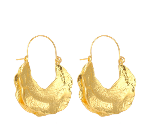 Large 18K Gold Half Pumpkin Hoop Earrings (One Pair)
