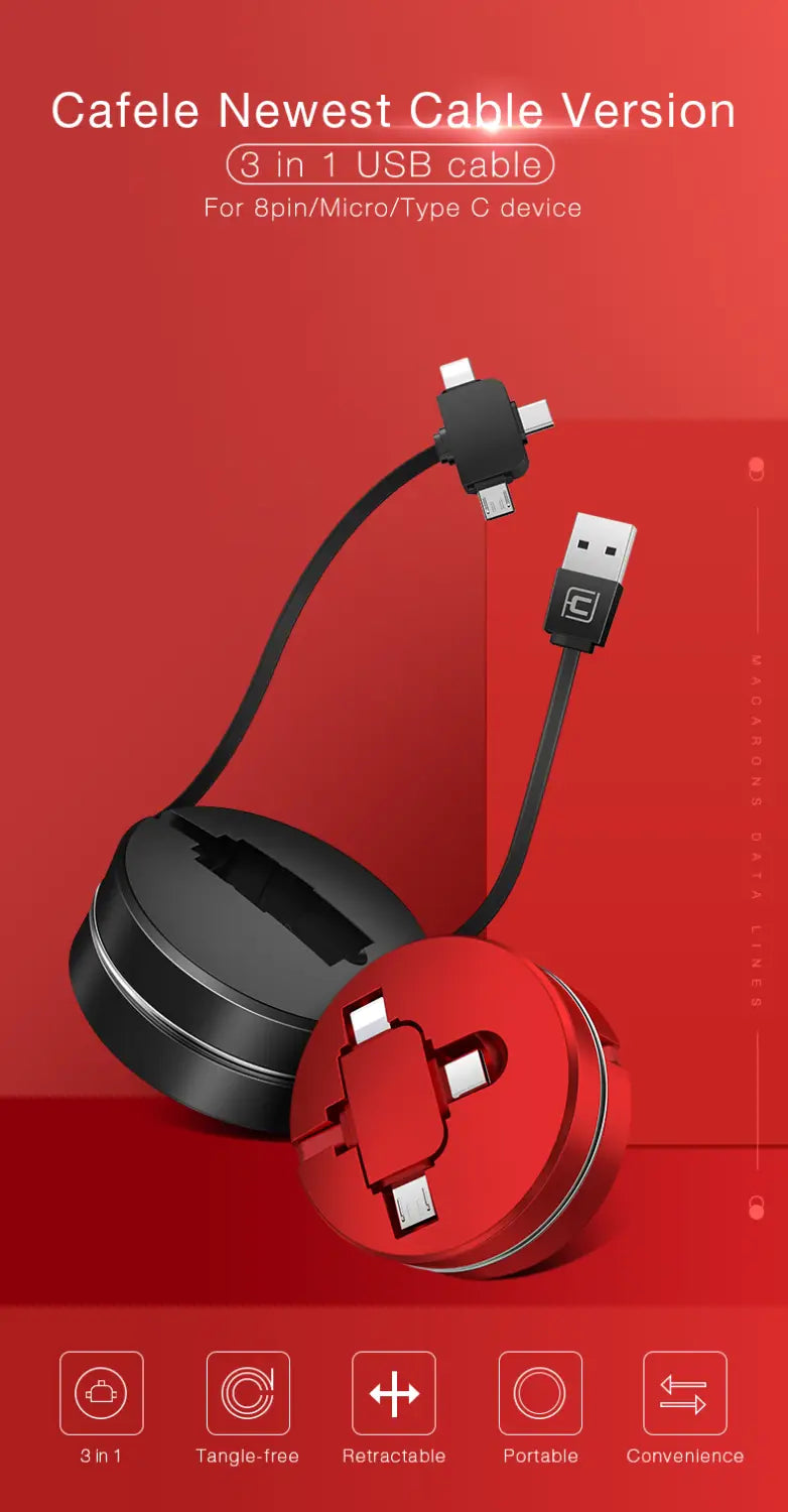 3-in-1 Retractable Fast Charging Data Cable