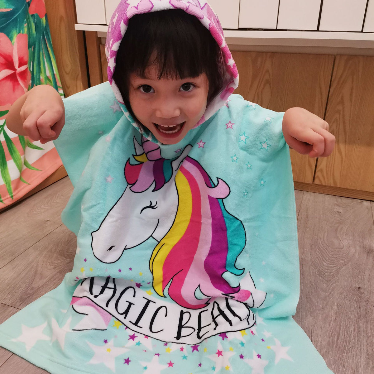 Children's Hooded Bathrobe with Soft, Absorbent Towel