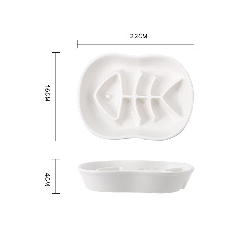 Ceramic Slow Feed Bowl for Cats and Dogs, Anti-Slip