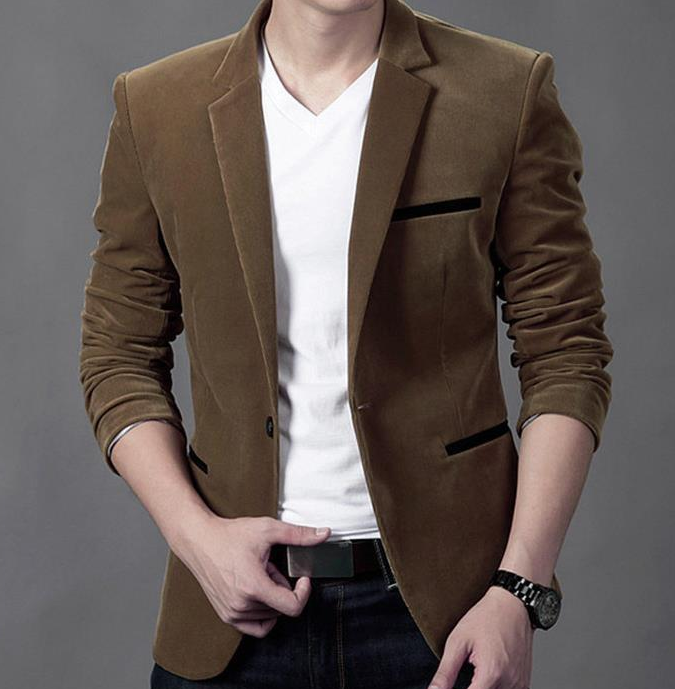 Men's Slim Fit Thick Corduroy Casual Blazer (Fall 2018)