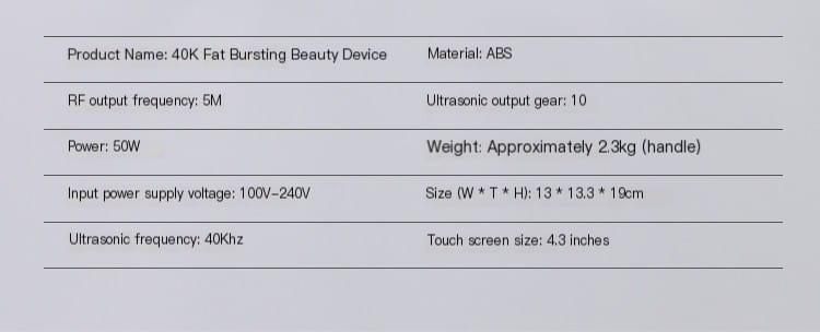 40K RF Ultrasonic Beauty Device for Body and Face