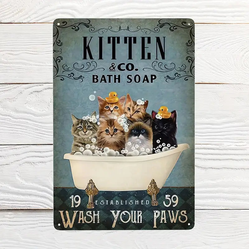 Black Cat Bath Soap Metal Poster, Vintage Aluminum Sign