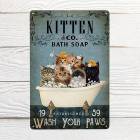 Black Cat Bath Soap Metal Poster, Vintage Aluminum Sign