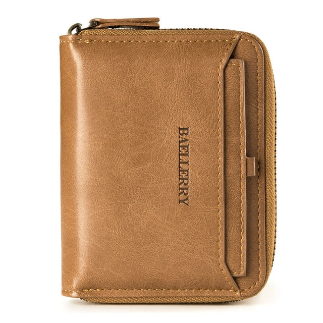 Retro Men's Zipper Wallet - PU Leather Coin Purse