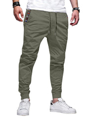 JMIERR Fall Cotton Mens Casual Pants Relaxed Fitted Twill Drawstring Stretch Waist Tapered Chino Joggers Athletic Sweatpants with Pockets 2XL Vineyard Green