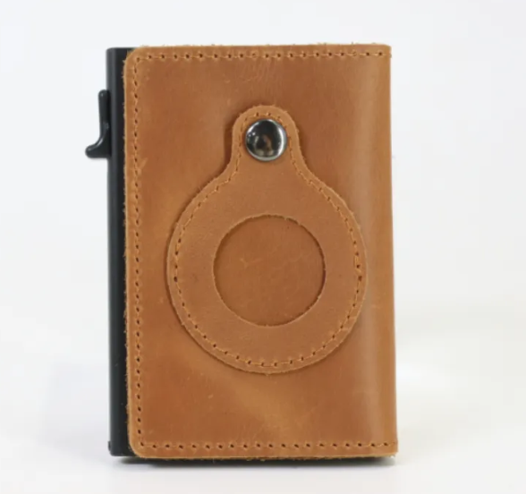Slim RFID Wallet – Leather Anti-Theft Card Holder for AirTag