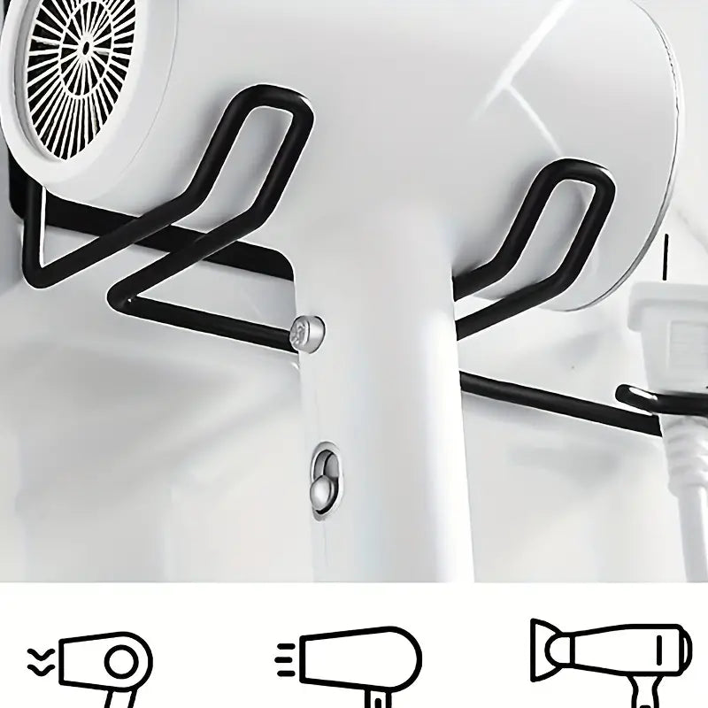 Wall Mounted Hair Dryer Storage Rack, Stainless Steel