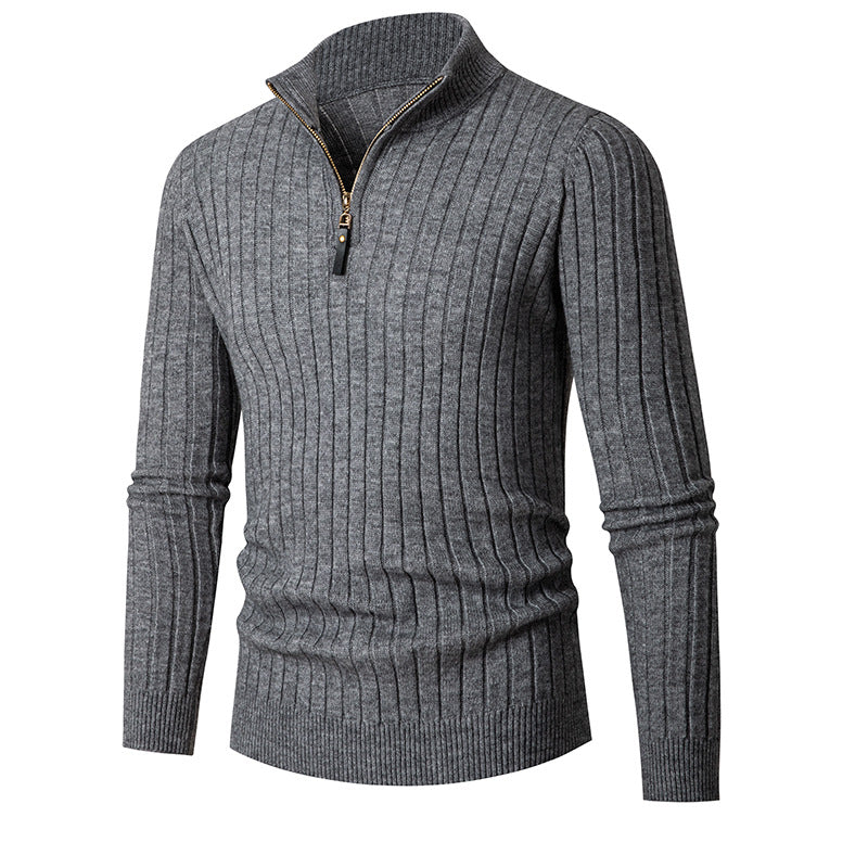 Men's Long-sleeved Half-turtleneck Zip Sweater