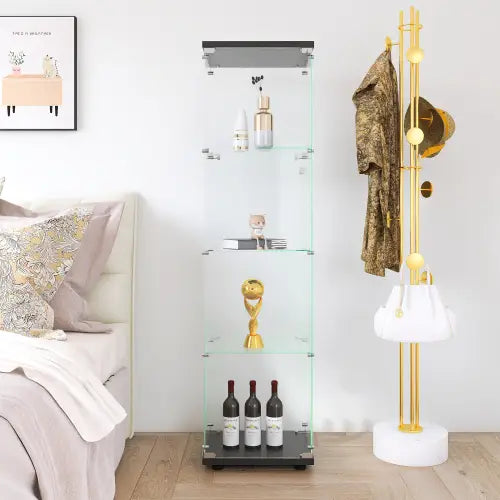 Glass Display Cabinet 4 With Gantry Floor-to-ceiling Rare Bookshelf Suitable For Living Room Bedroom Office