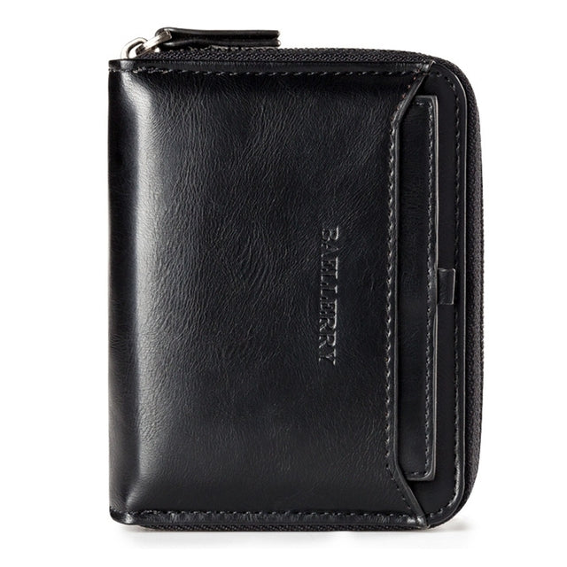 Retro Men's Zipper Wallet - PU Leather Coin Purse