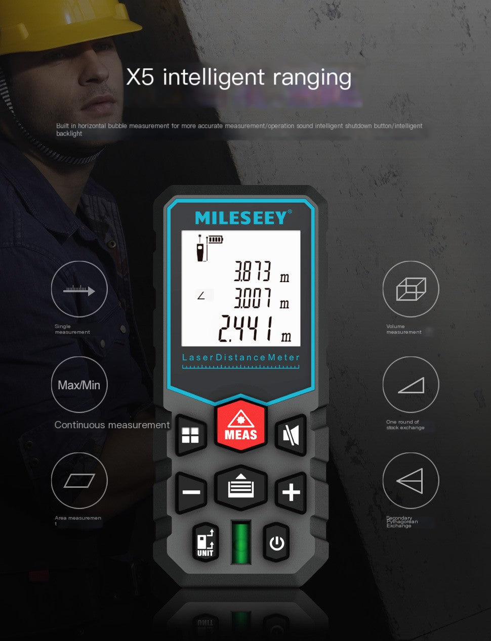 Mysur Laser Distance Meter X5 - High Precision Handheld