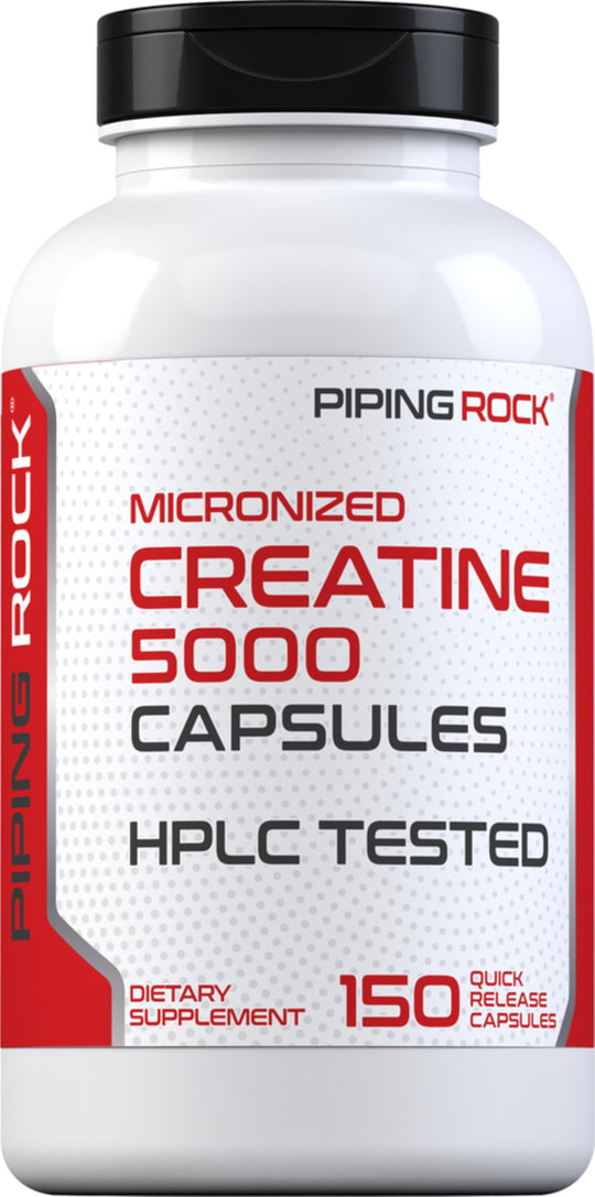 Piping Rock Creatine Monohydrate Capsules | 5g Pills | Micronized | Non-GMO Gluten Free Supplement
