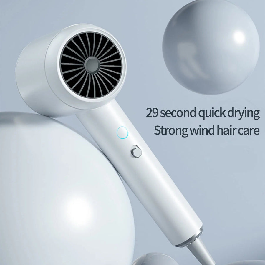 White Ionic Hair Dryer, Professional Blow Dryer For Curly Hair, Light And Quiet - 2000 Watts