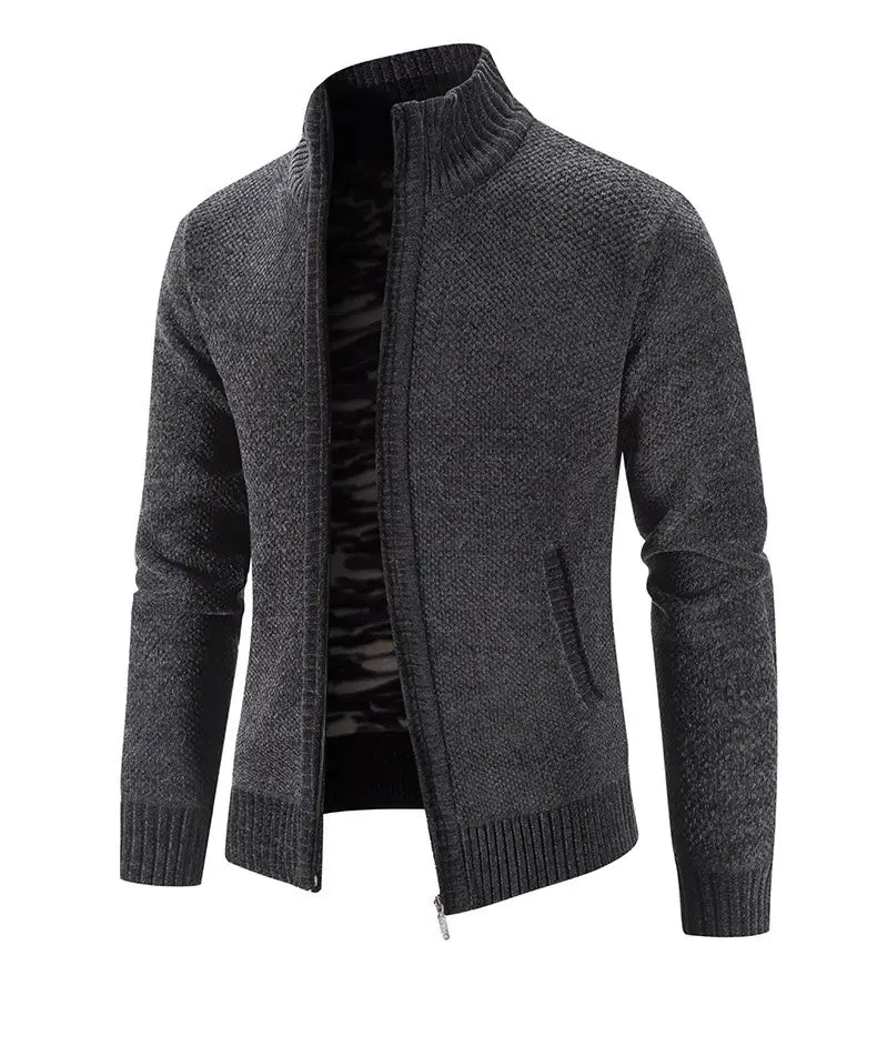Men’s Fleece Lined Knitwear Jacket for Autumn Winter