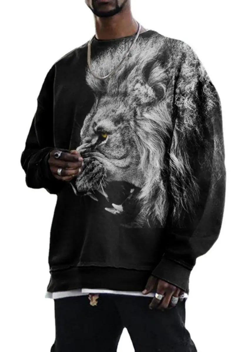 Men’s Digital Printing Loose Casual Round Neck T-Shirt