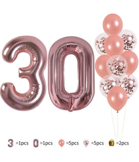 Rose Gold 30th Birthday Balloon Decoration Set