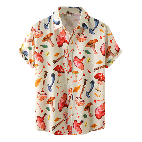 Men's Slim-fit Hawaiian Floral Short-sleeved Shirt