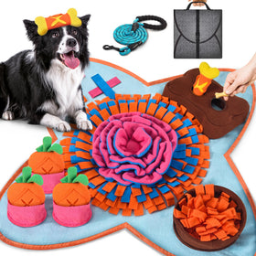 Snuffle Mat for Dogs 32X20 Snuffle Mat for Large Dogs with Dog Leash Nosework Interactive Sniffing Mat for Dogs Cats Rabbits Slow Feeding Mat for Foraging and Stress Relief (light blue)