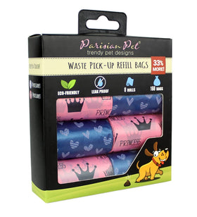 Parisian Pet Ecofriendly Dog Poop Bags Rolls - 160 Count Unscented Poop Bags For Dogs - Leakproof Extra Thick 8 Dog Waste Bags Refill Rolls - Princess Hearts Doggie Poop Bags - Fits All Dispenser