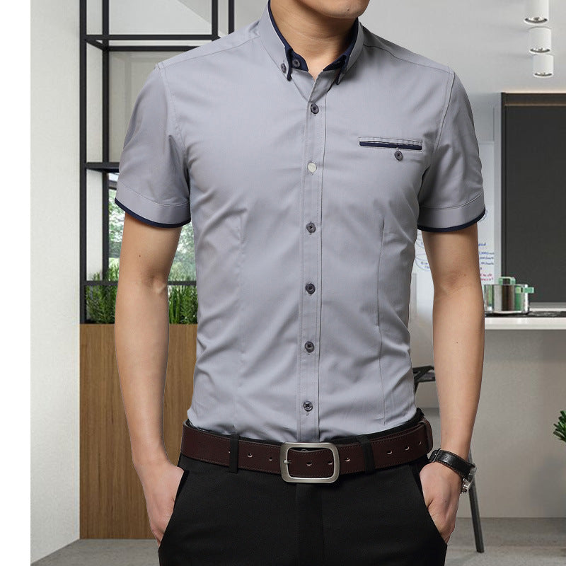 Men's Short-Sleeved Slim-Fit Casual Business Shirt