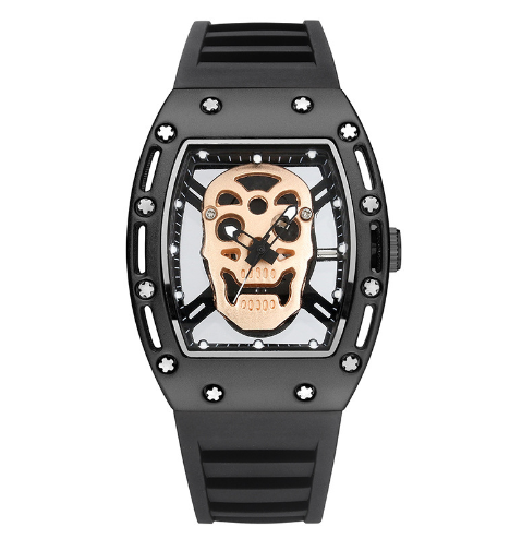 Men's Waterproof Quartz Sports Watch with Skull Design