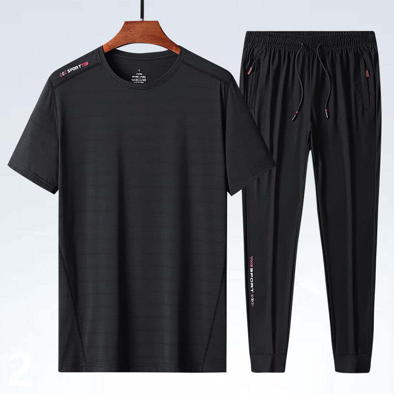 Men’s Ice Silk Sports T-shirt and Suit Set