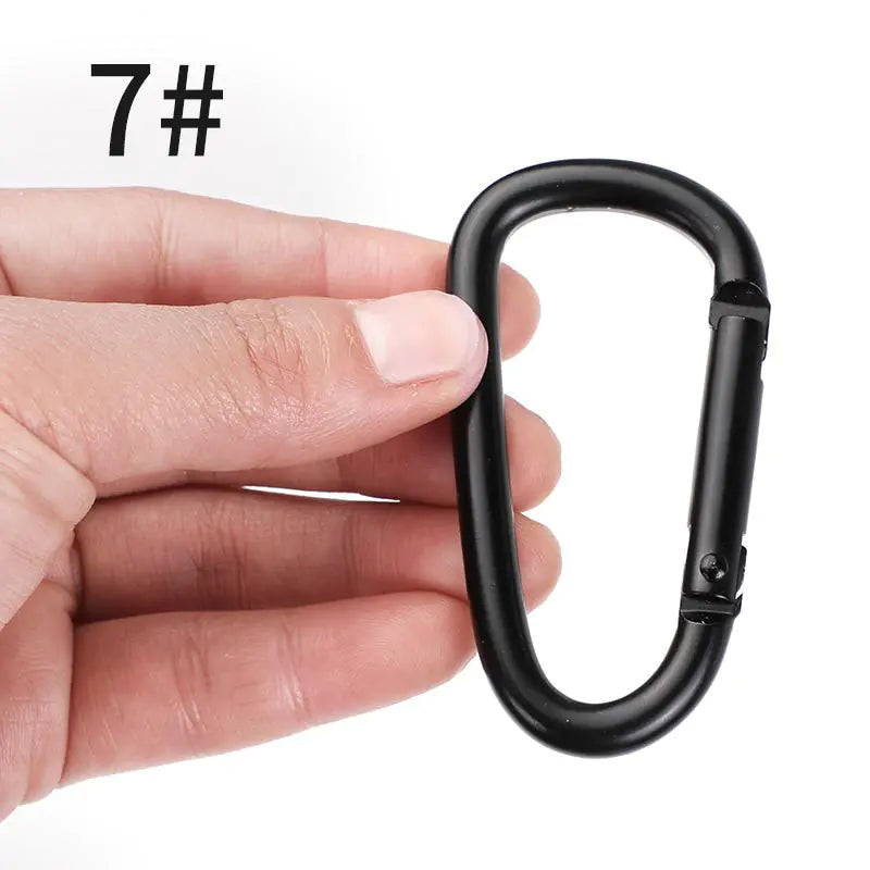 D-Shaped All-Black Aluminum Carabiner Keychain Accessory - Joomcy