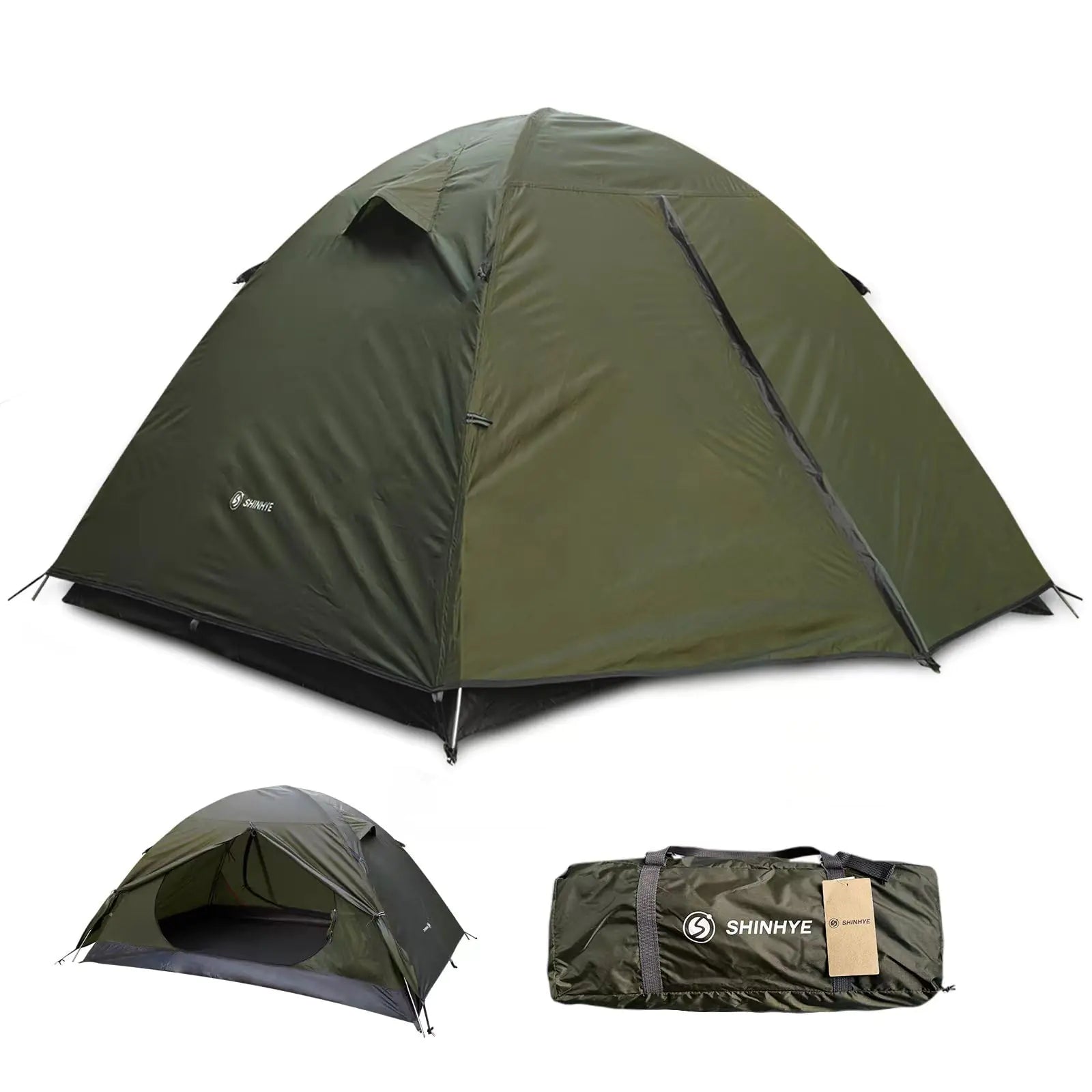 Backpacking Tent for Camping 2/3/4 Person Hiking Ultralight Tent for Waterproof Windproof Outdoor Two Doors Tents Easy Quick Setup Lightweight Tent Instant Tent (Green 2 Person)