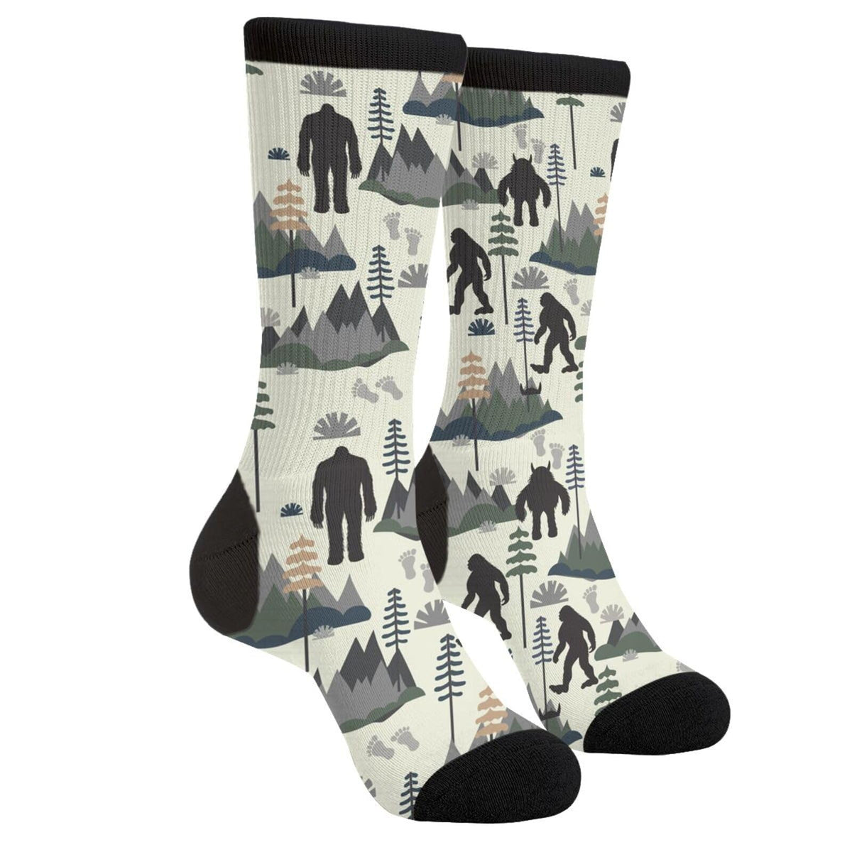 Hairy Big Foot In The Forest Novelty Crew Socks Casual Crazy Funny Dress Socks For Women Men Teens Gift