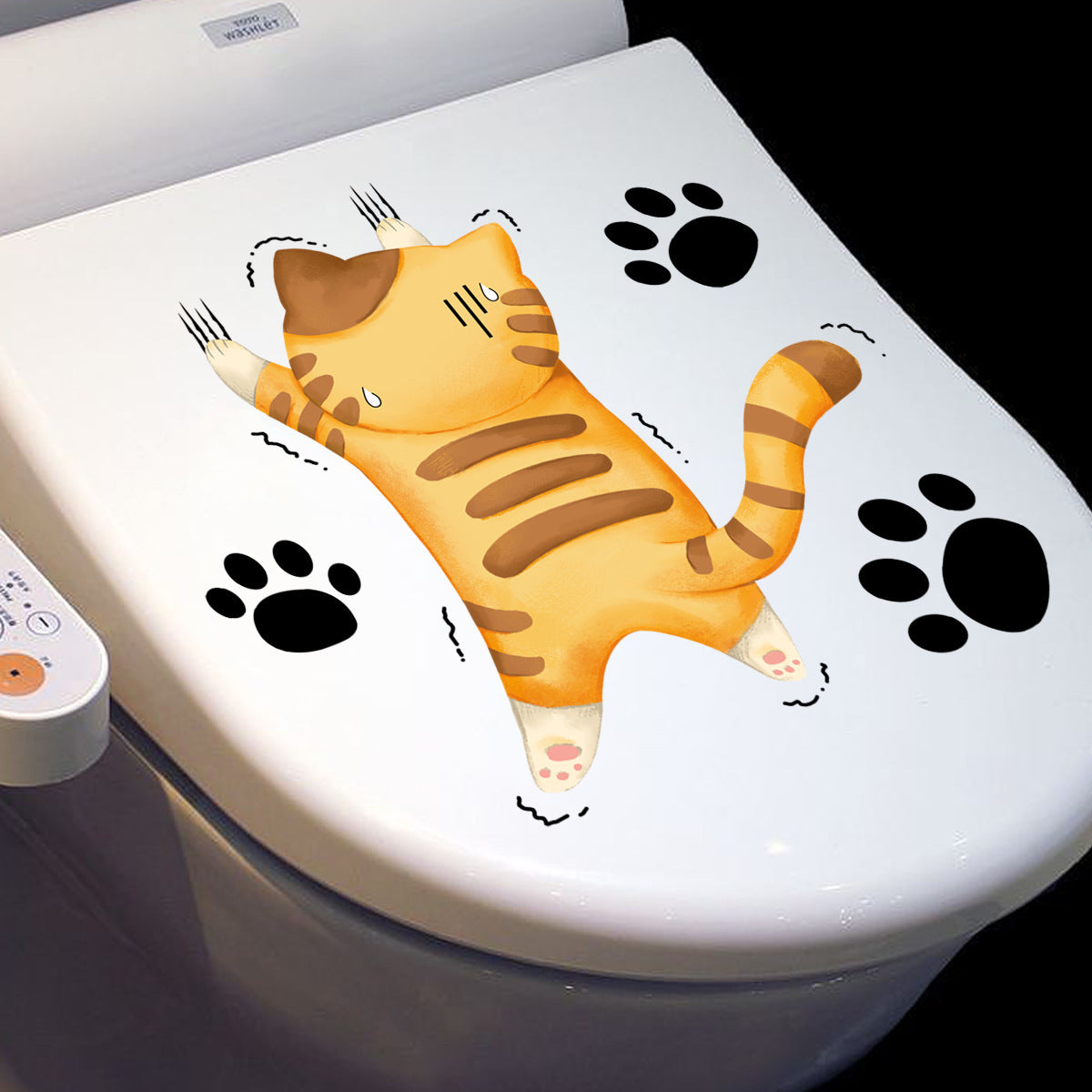 Creative Cartoon Cat Toilet Wall Sticker Decoration