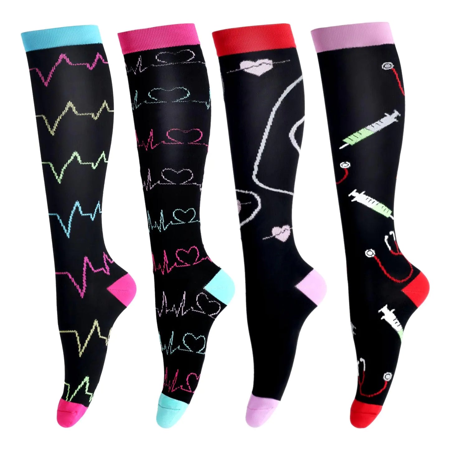LEOSTEP Compression Socks for Women & Men Circulation Long Stockings Support for Nurses Pregnant Hiking Riding Running - Joomcy
