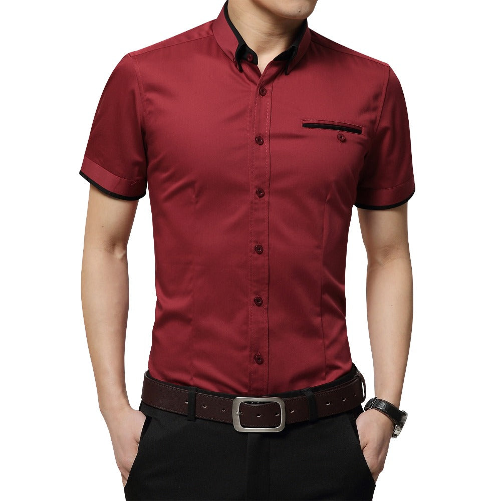 Men's Short-Sleeved Slim-Fit Casual Business Shirt