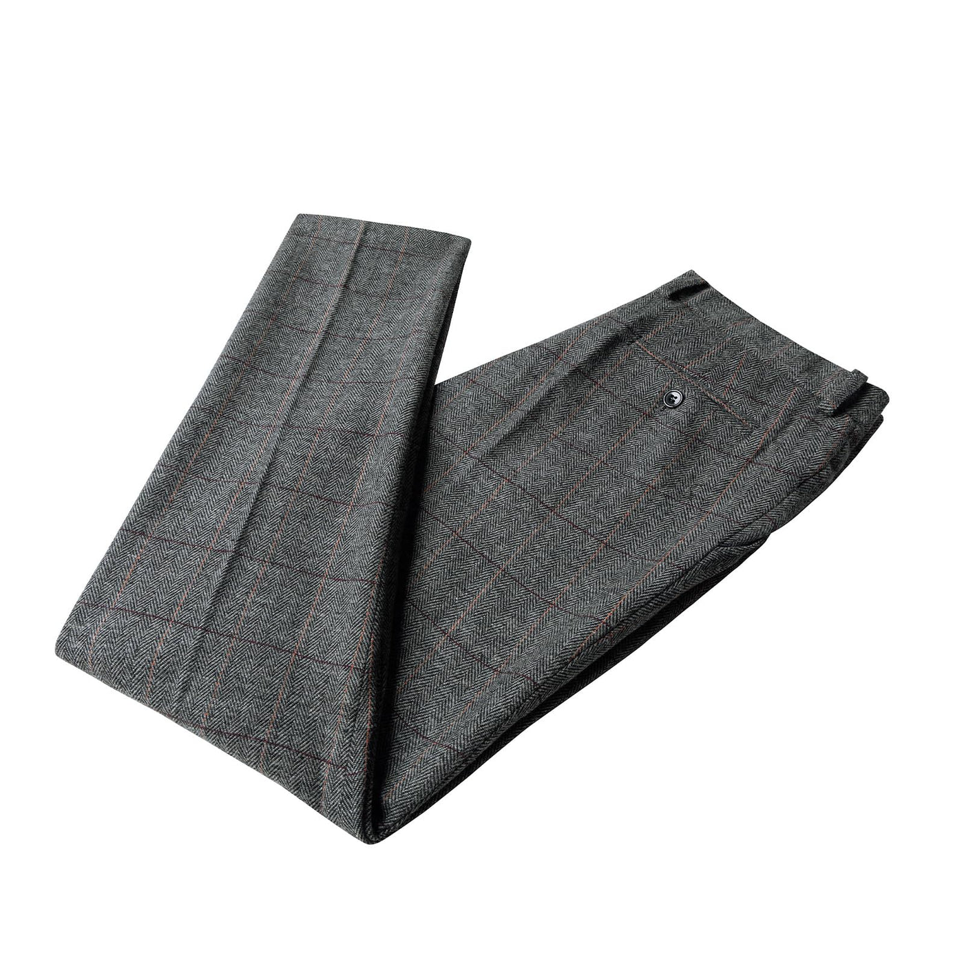 Mens Dress Pants Tweed Plaid Classic Fit Siut Separates Slim Stylish Wool Casual Business Suit Pants Grey