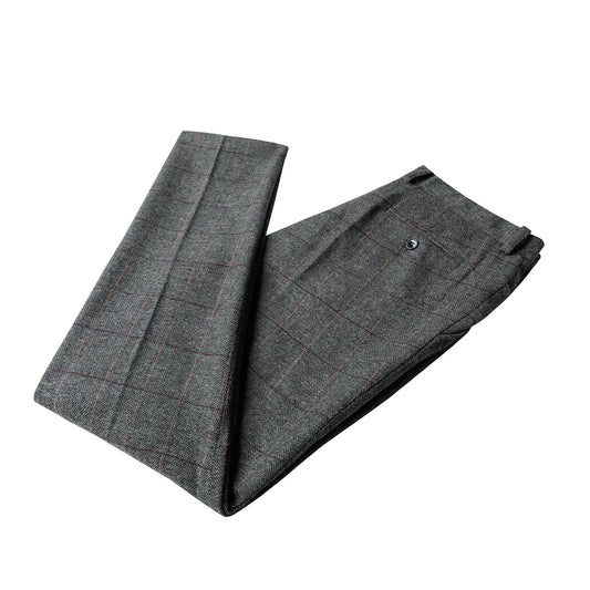 Mens Dress Pants Tweed Plaid Classic Fit Siut Separates Slim Stylish Wool Casual Business Suit Pants Grey
