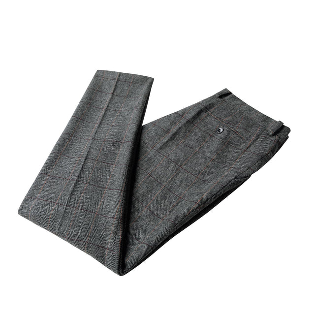 Mens Dress Pants Tweed Plaid Classic Fit Siut Separates Slim Stylish Wool Casual Business Suit Pants Grey