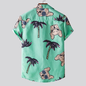 Hawaiian Print Short-Sleeved Beach Shirt for Men