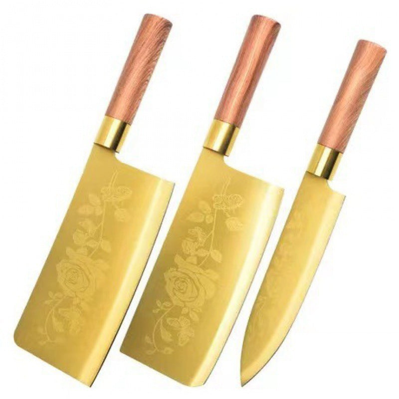 Gold Alloy Bone Cutting Knife Set for Kitchen Use